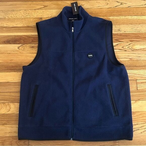 Michael Kors Men's Full Zip Sherpa Vest Midnight Navy Blue Size XL - Picture 1 of 9